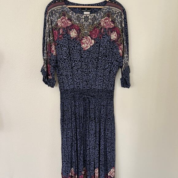 Vintage Carole Little Dress Midi/Maxi Smock Waist SZ8 Boho Peasant - Picture 1 of 8